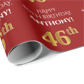 46. Geburtstag: Elegant, rot, Imitate Gold Look Geschenkpapier (Rolleneckpunkt)