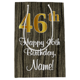 46. Geburtstag: Elegante Imitate Gold Look #, Imit Mittlere Geschenktüte