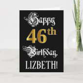 46. Geburtstag — Extravagantes Skript; Imitate Gol Karte (Vorderseite)