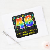 46. Geburtstag: Farbige Musiksymbole, Regenbogen 4 Quadratischer Aufkleber (Umschlag)