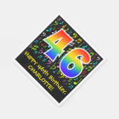 46. Geburtstag - Farbige Musiksymbole, Regenbogen Serviette (Ecke)