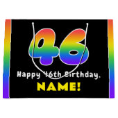 46. Geburtstag: Farbiger Regenbogen # 46, Individu Große Geschenktüte (Vorderseite)