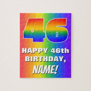 46. Geburtstag: Farbiges, lustiges Regenbogenmuste Puzzle