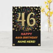 46. Geburtstag Feuerwerk Regenbogen Gold Spaß Karte (Gelbe Blume)