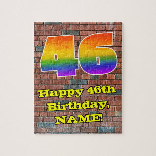 46. Geburtstag: Fun Graffiti-Inspiriert Regenbogen Puzzle