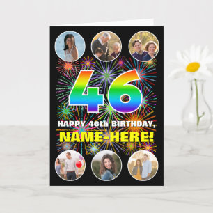 46. Geburtstag: Fun Rainbow #, Individuelle Name & Karte