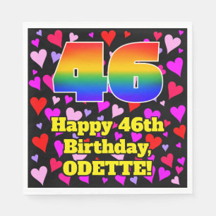 46. Geburtstag: Loving Hearts Pattern, Regenbogen Serviette