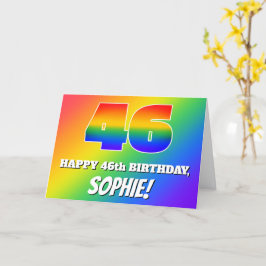 46. Geburtstag: mehrfarbiges Regenbogenmuster # 46 Karte