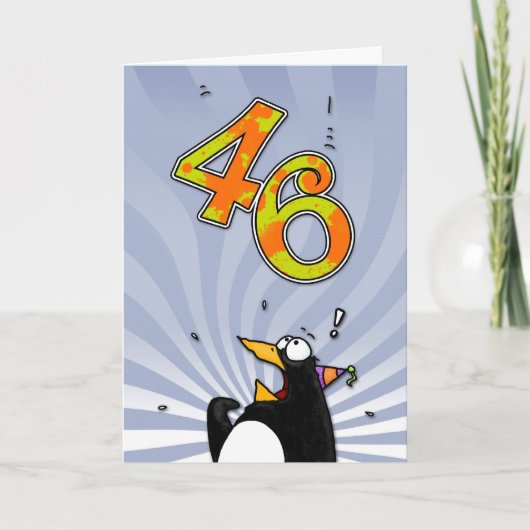 46. Geburtstag - Pinguin-Überraschungskarte Karte (Vorderseite)