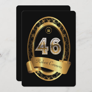 46., Geburtstags-Party-Frauenmann, elegante Farbe Einladung