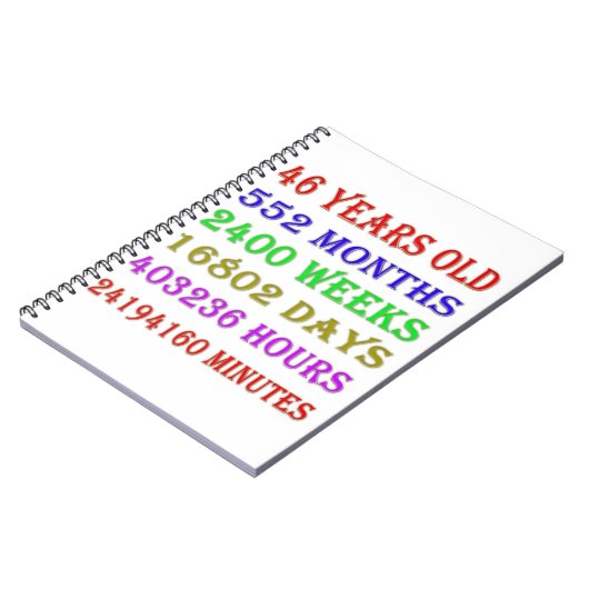 46. Geburtstagsfeiertage Notizblock (Linke Seite)