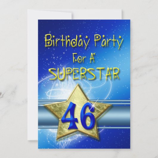 46. Geburtstagsparty Einladung für einen Superstar (Vorderseite)