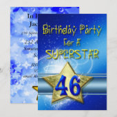 46. Geburtstagsparty Einladung für einen Superstar (Vorne/Hinten)