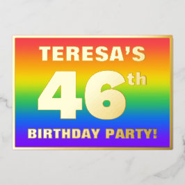 46. Geburtstagsparty: Spaß, farbenfrohe Regenbogen Folieneinladung