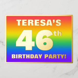 46. Geburtstagsparty: Spaß, farbenfrohe Regenbogen Folieneinladung