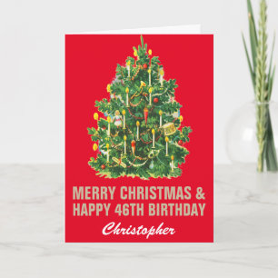 46. Happy Geburtstag und Frohe Weihnachten Red & G Karte