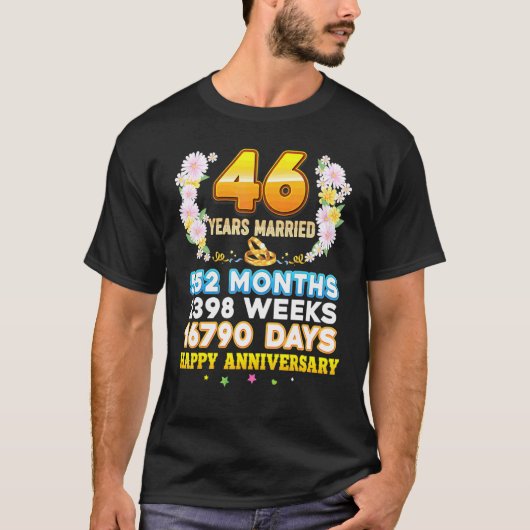 46 Jahre Verheiratet Happy 46. Wedding Anniversary T-Shirt (Vorderseite)