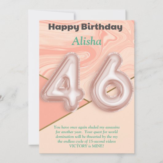 46-jährige Mädchen Happy Birthday Card (Vorderseite)
