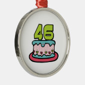 46-jähriger Geburtstagskuchen Silbernes Ornament (Rechts)