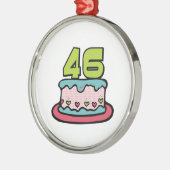 46-jähriger Geburtstagskuchen Silbernes Ornament (Links)
