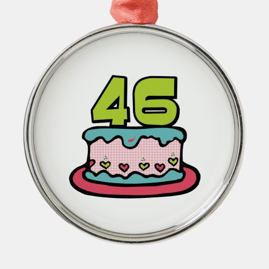 46-jähriger Geburtstagskuchen Silbernes Ornament (Vorne)