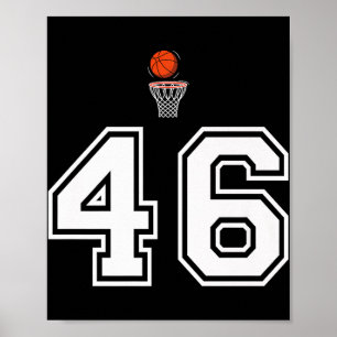 46 Number Basketball Style Vintag White Premium Poster