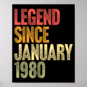 46 Year Old Legend Since January 1980 Retro 46th B Poster (Vorne)
