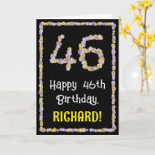 46th Birthday: Floral Flowers Number, Custom Name Karte (Gelbe Blume)
