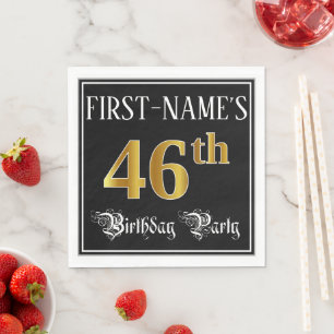 46th Birthday Party — Fancy Script, Falsch Gold  Serviette