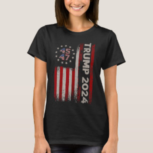 47 Donald Trump 2024: Amerikanische Fahne 2024 Wah T-Shirt