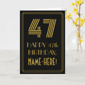 47. Geburtstag: Art Deco Inspiriert Look "47" & Na Karte (Gelbe Blume)