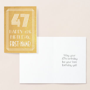 47. Geburtstag – Art Deco inspiriertes Aussehen "4 Folienkarte