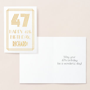 47. Geburtstag - Art Deco inspiriertes Aussehen "4 Folienkarte