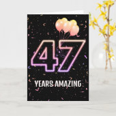 47. Geburtstag Ballons und Confetti Karte (Gelbe Blume)