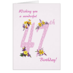 47. Geburtstag Blume Dekorierte Zahlen