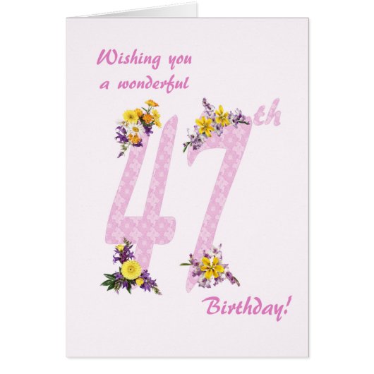 47. Geburtstag Blume Dekorierte Zahlen (Vorne)