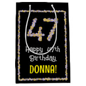 47. Geburtstag: Blumennummer, Individuelle Name, B Mittlere Geschenktüte (Vorderseite)