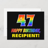 47. Geburtstag: Bold, Fun, Simple, Rainbow 47 Postkarte (Vorne/Hinten)