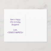 47. Geburtstag: Bold, Fun, Simple, Rainbow 47 Postkarte (Rückseite)