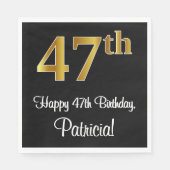 47. Geburtstag ~ Elegante Luxuriöse Imitate Gold L Serviette (Vorderseite)