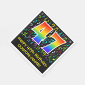 47. Geburtstag - Farbige Musiksymbole, Regenbogen Serviette (Ecke)