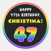 47. Geburtstag: Farbiger Regenbogen # 47, Individu Runder Aufkleber (Vorderseite)