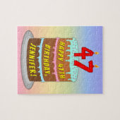 47. Geburtstag: Fun Cake and Candles + Individuell Puzzle (Horizontal)
