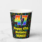 47. Geburtstag: Fun Musiknotens Pattern, Regenboge Pappbecher (Rückseite)