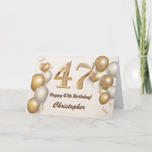 47. Geburtstag Gold Ballons und Confetti Geburtsta Karte