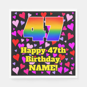 47. Geburtstag: Loving Hearts Pattern, Regenbogen Serviette
