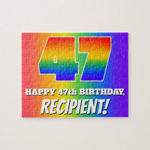 47. Geburtstag — Mehrfarbige Regenbogen-Muster „47 Puzzle