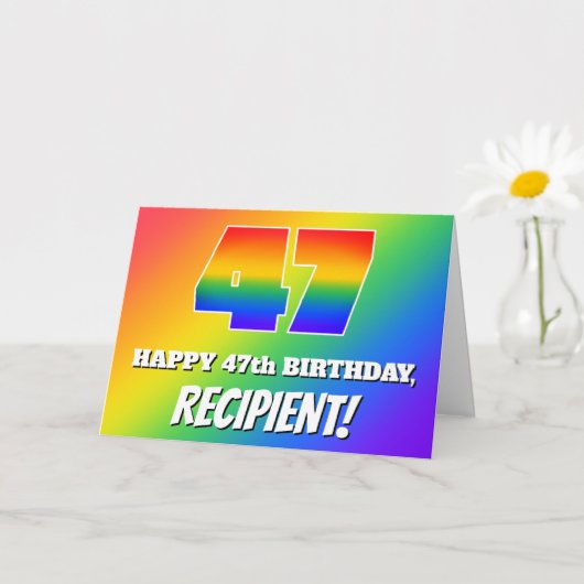 47. Geburtstag: mehrfarbiges Regenbogenmuster # 47 Karte (Kleine Pflanze)