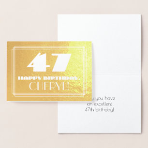 47. Geburtstag: Name + Art Deco Inspiriert Aussehe Folienkarte