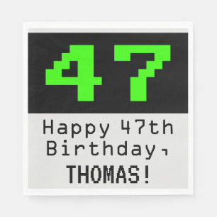 47. Geburtstag - Nerdy / Geeky Style "47" & Name Serviette